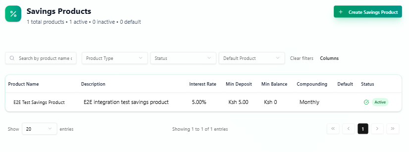 DukaMoja savings products screen